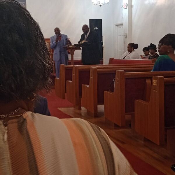 Congregation seated in the sanctuary