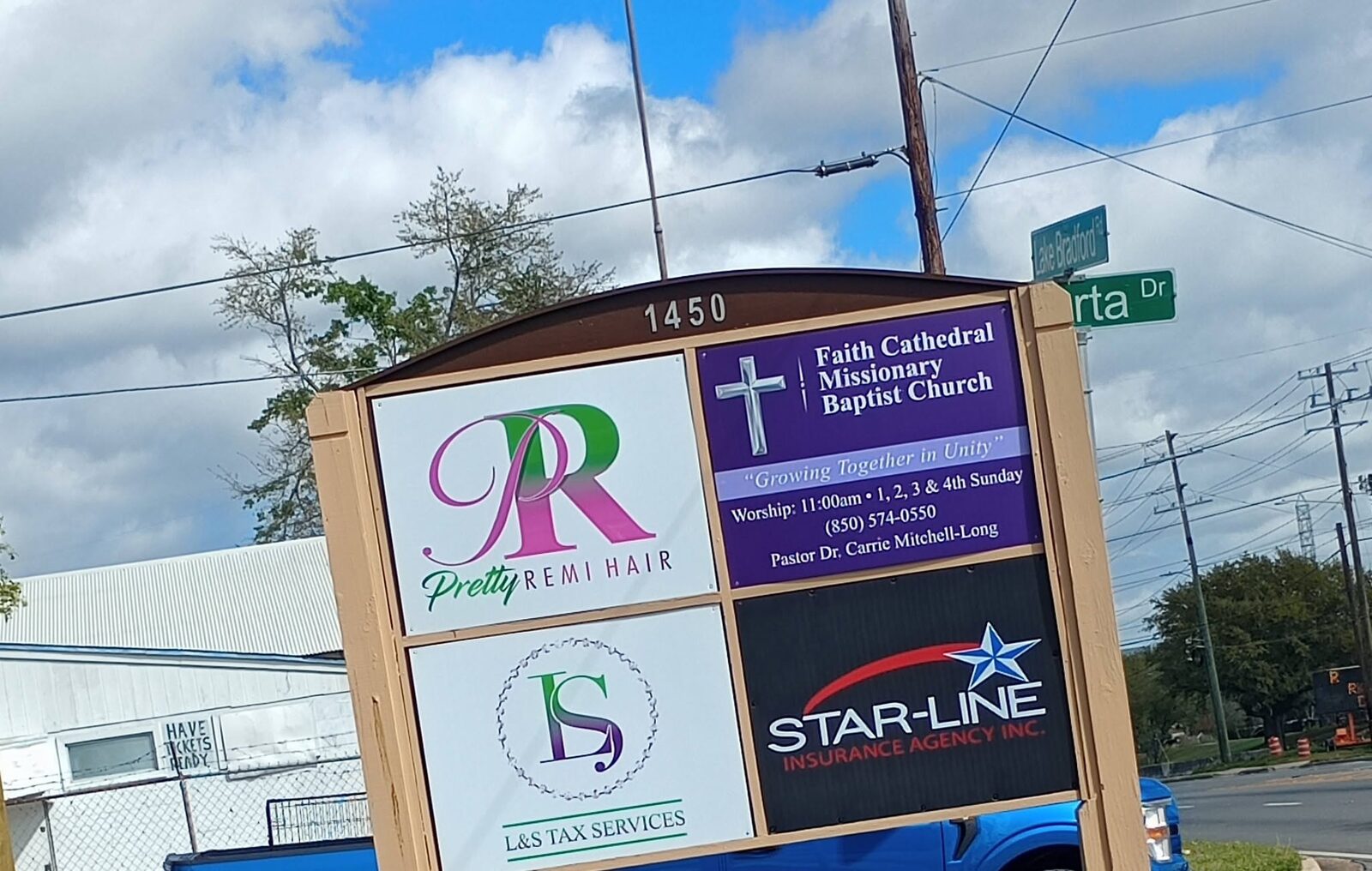 Faith Cathedral Missionary Baptist Church community signboard